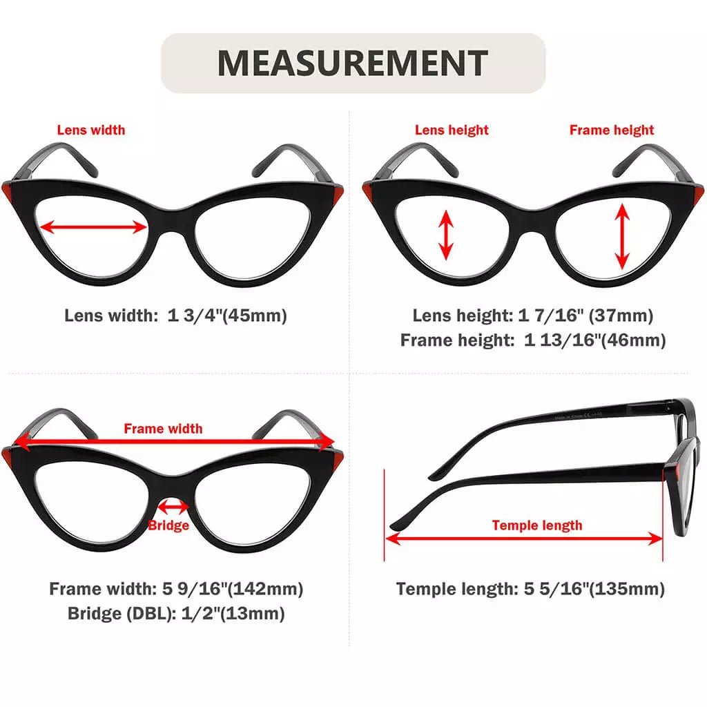 5 Pack Cat - eye Fashionable Reading Glasses Style Readers R2103eyekeeper.com