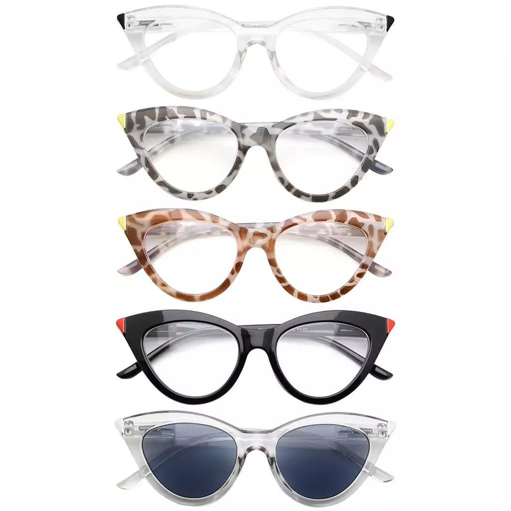 5 Pack Cat - eye Fashionable Reading Glasses Style Readers R2103eyekeeper.com