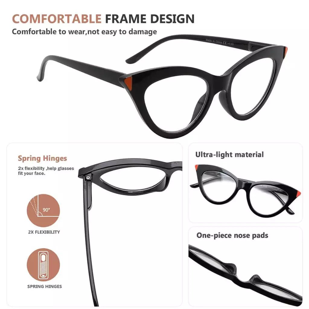5 Pack Cat - eye Fashionable Reading Glasses Style Readers R2103eyekeeper.com