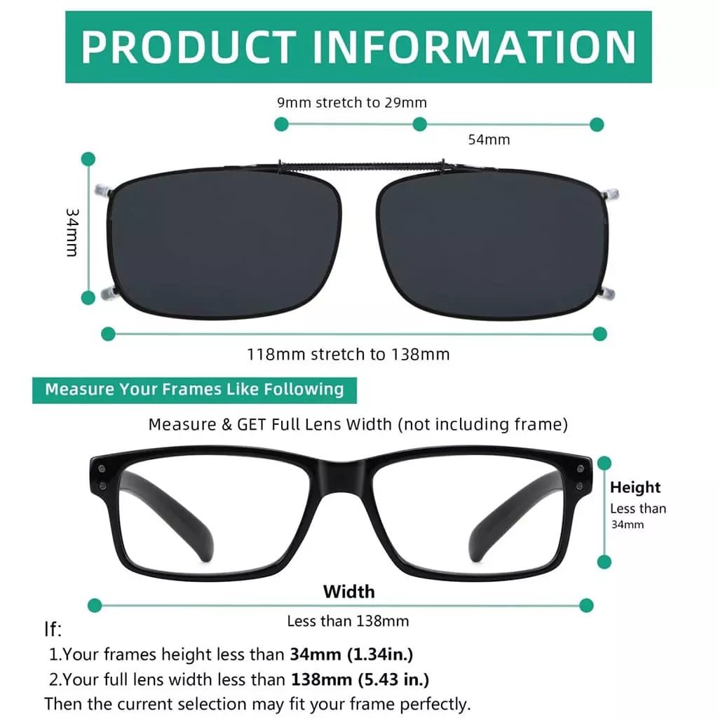 Metal Frame Polarized Lens Clip on Sunglasses C63 (54MMx34MM)eyekeeper.com