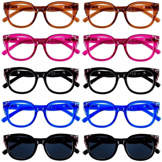10 Pack Cat - eye Reading Glasses Fancy Readers R2119eyekeeper.com
