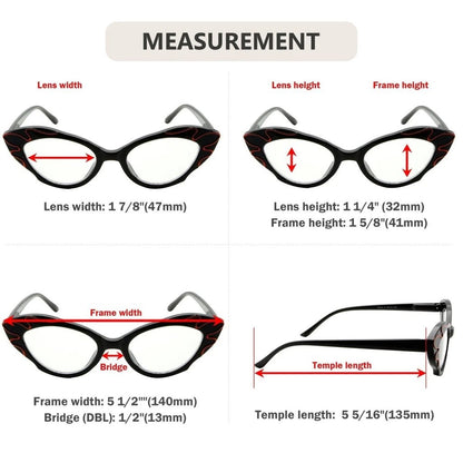 10 Pack Fashion Cat - eye Reading Glasses Small Lens Readers R2116eyekeeper.com