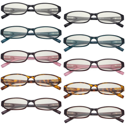 10 Pack Small Lens Rectangle Blue Light Filter Reading Glasses UVR9104Keyekeeper.com