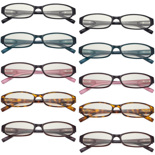 10 Pack Small Lens Rectangle Blue Light Filter Reading Glasses UVR9104Keyekeeper.com