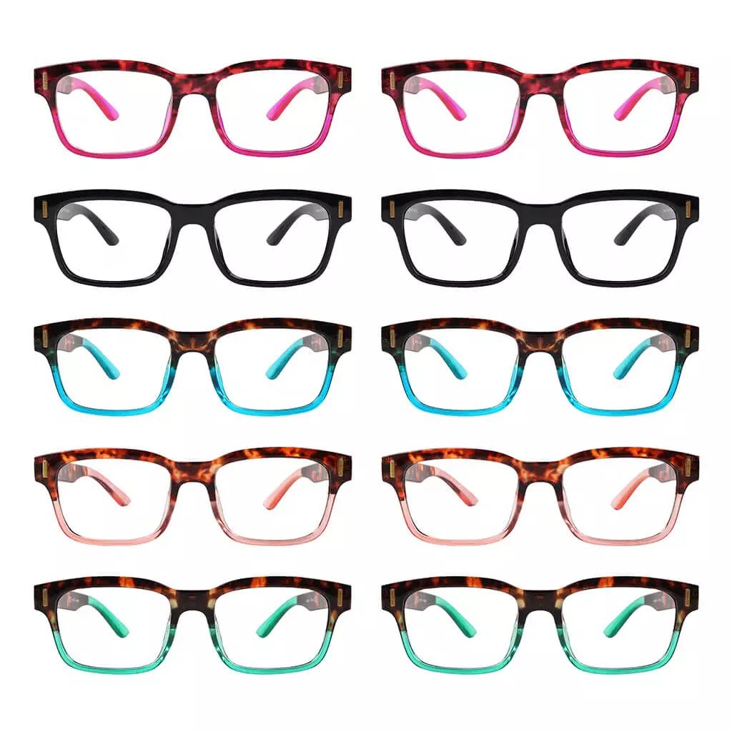 10 Pack Stylish Reading Glasses Two Tone Patterned Arms Readers RT1802eyekeeper.com