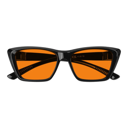 100% Blue Blocking Glasses Orange Lens Cat - eye Metalless Screwless R2514 - B98eyekeeper.com