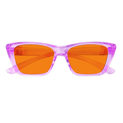 100% Blue Blocking Glasses Orange Lens Cat - eye Metalless Screwless R2514 - B98eyekeeper.com