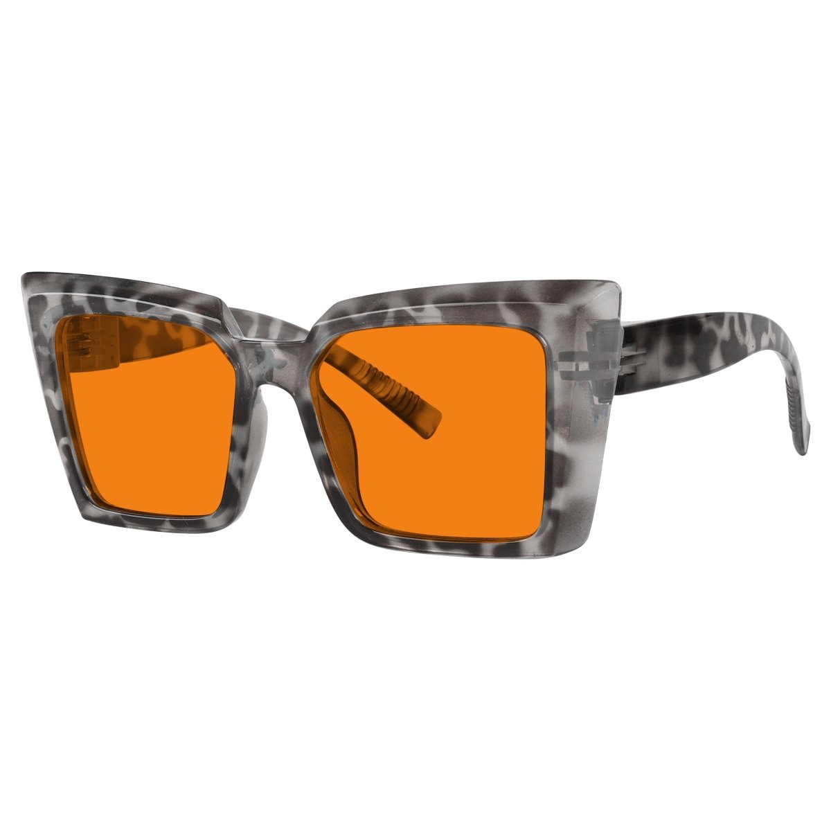 100% Blue Blocking Glasses Oversize Orange Lens Cat - eye Metalless Screwless Eyewear NR2141 - B98eyekeeper.com