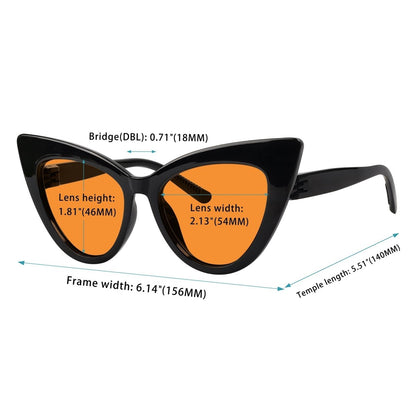 100% Blue Light Blocking Orange Cat - eye Nighttime Glasses R2318 - B98eyekeeper.com