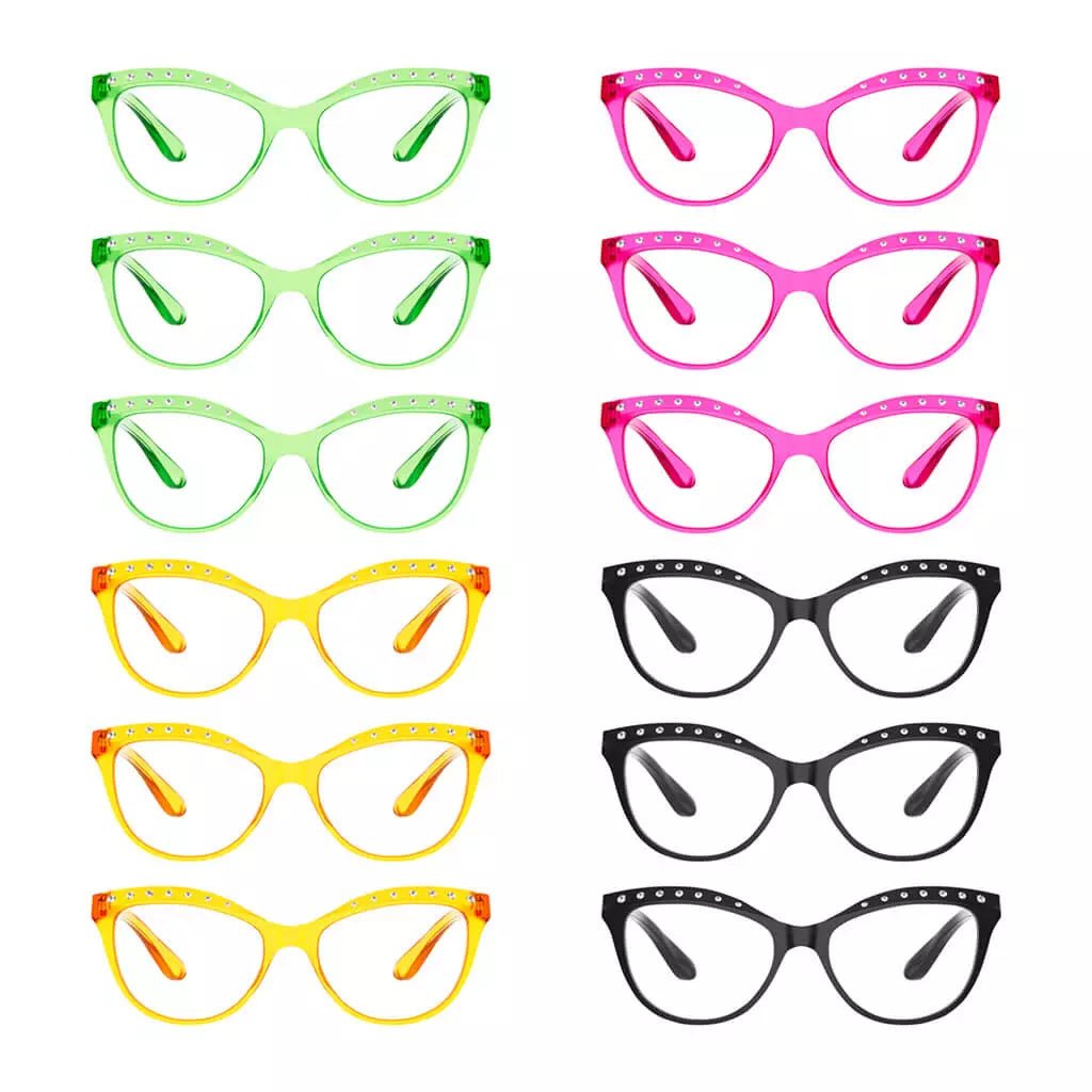 12 Pack Cat - eye Reading Glasses Rhinestone Design Readers R2001eyekeeper.com