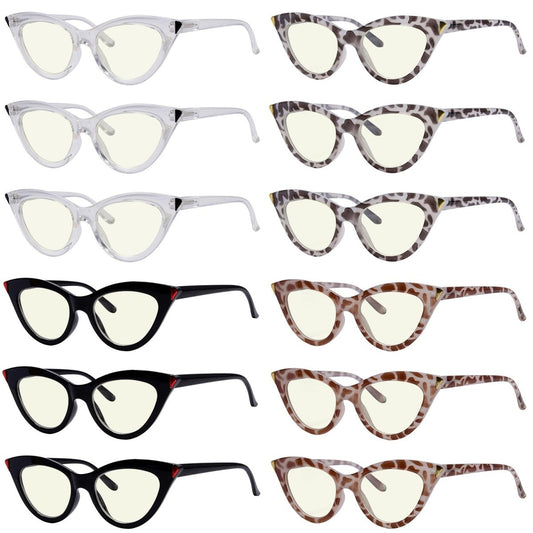 12 Pack Fashion Cat - eye Blue Light Filter Reading Glasses UV2103eyekeeper.com