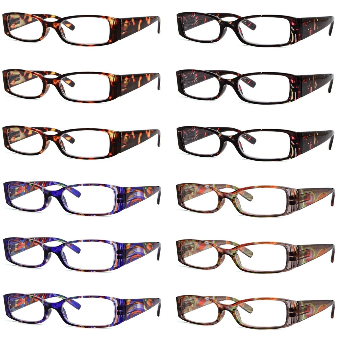 12 Pack Fashion Pattern Arms Reading Glasses R040Geyekeeper.com