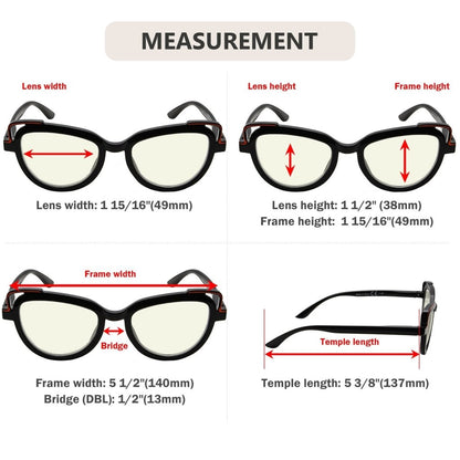 12 Pack Fashionable Cat - eye Blue Light Filter Reading Glasses UV2113eyekeeper.com