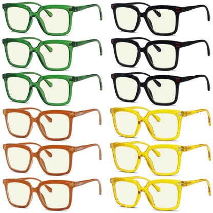 12 Pack Stylish Square Blue Light Filter Reading Glasses UV2108eyekeeper.com