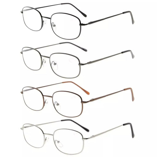 4 Pack Lightweight Metal Frame Reading Glasses R3232eyekeeper.com