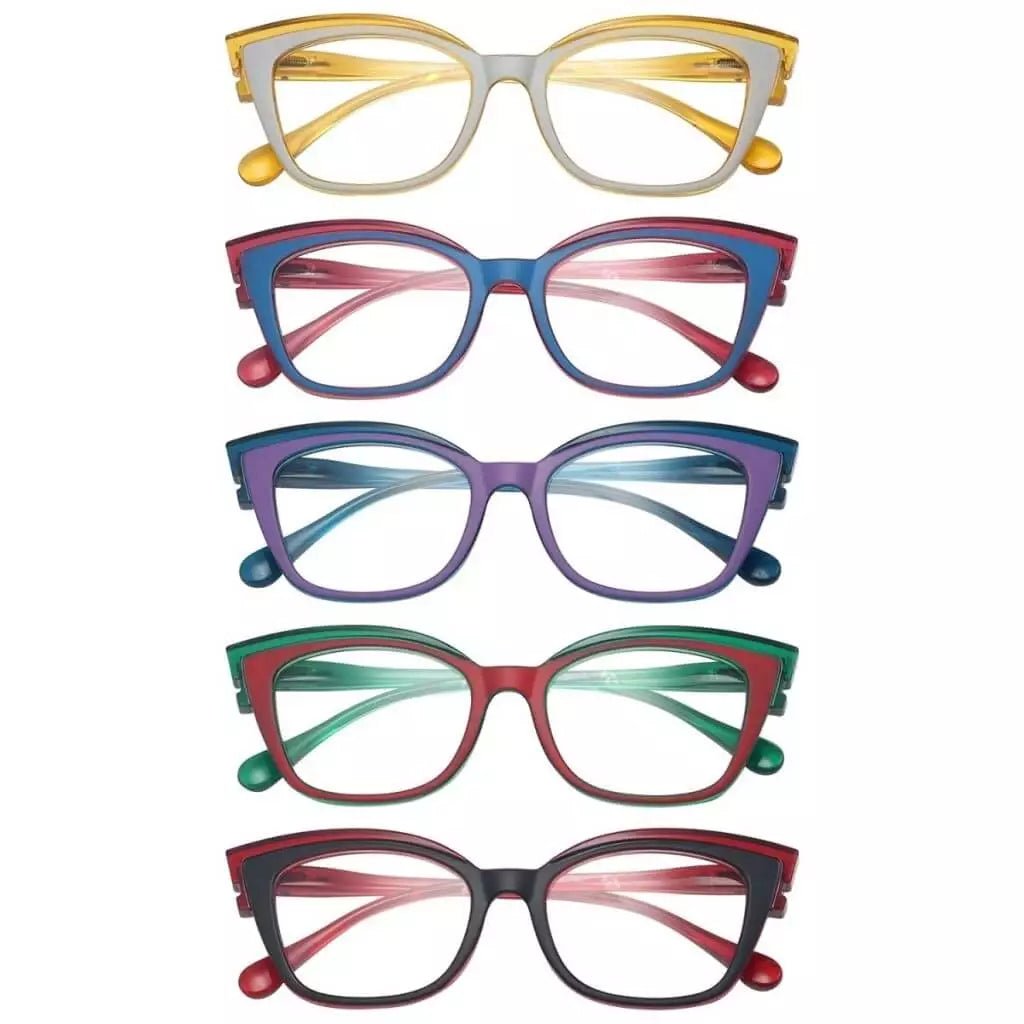 5 Pack Cat - eye Reading Glasses Stylish Readers R2127eyekeeper.com