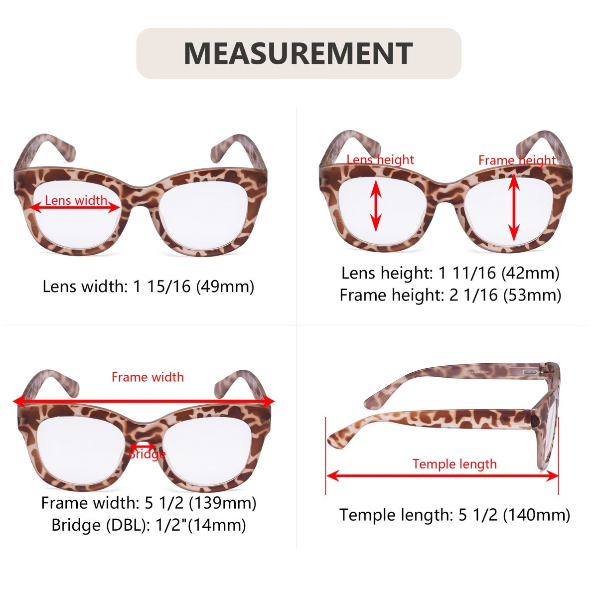 5 Pack Oversized Retro Reading Glasses FH1555eyekeeper.com