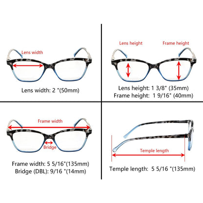 5 Pack Stylish Cat - eye Tortoise Reading Glasses R9111eyekeeper.com