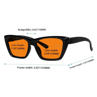 6 Pack 100% Blue Blocking Glasses Orange Lens Metalless Screwless Cat - eye R2514 - B98eyekeeper.com