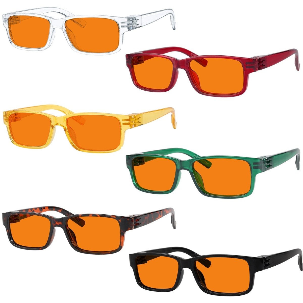 6 Pack 100% Blue Blocking Glasses Orange Lens Metalless Screwless NR032 - B98eyekeeper.com