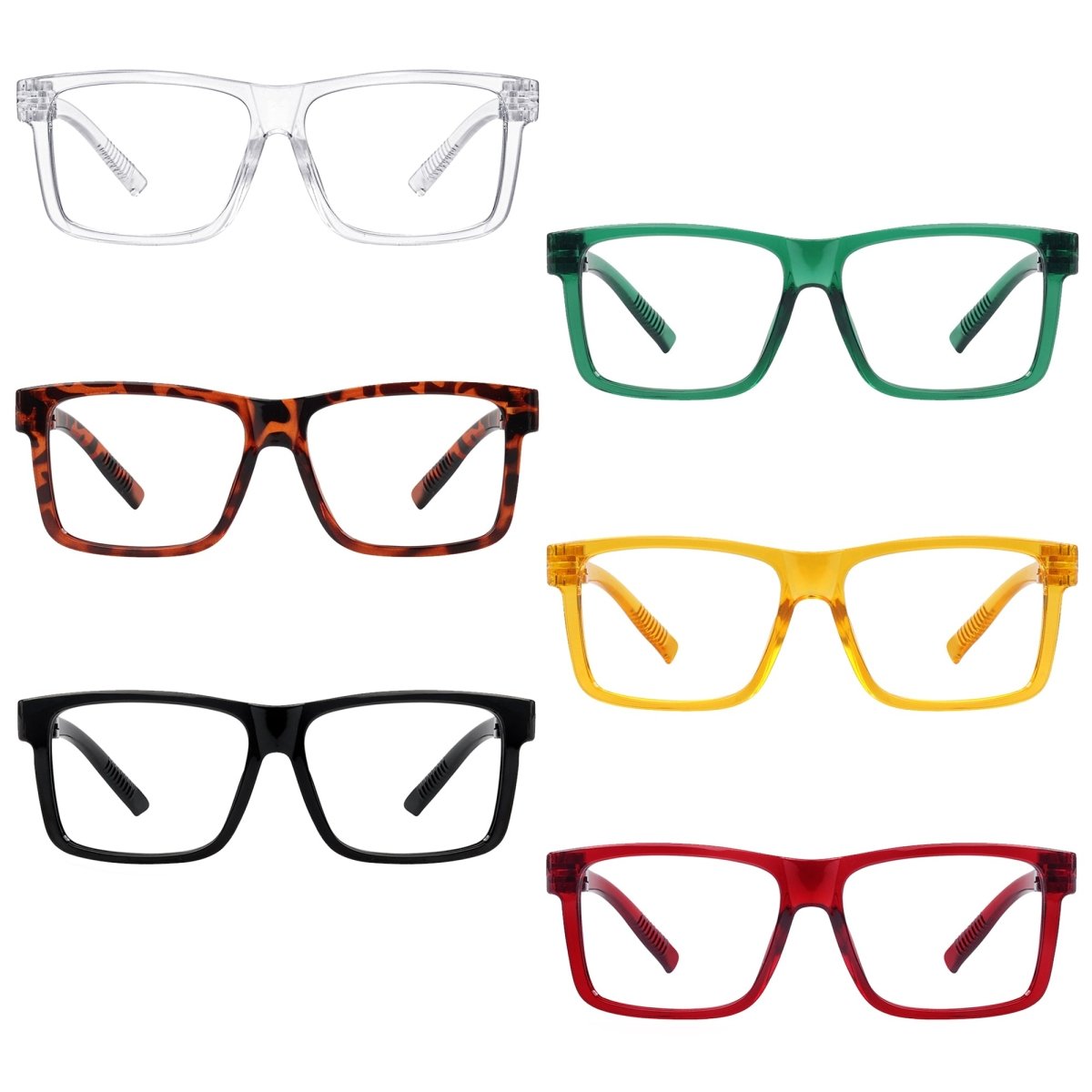 6 Pack Metalless Screwless Oversized Reading Glasses Thick Spring Hinge NR2508eyekeeper.com