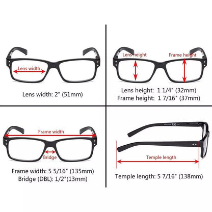 6 Pack Reading Glasses Rectangle Readers 3 - R032eyekeeper.com