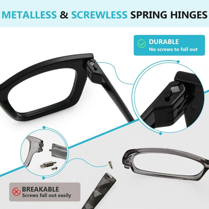 6 Pack Thick Spring Hinge Metalless Screwless Reading Glasses NR2308eyekeeper.com