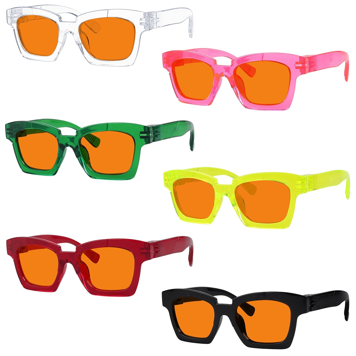 6 Pack 100% Blue Light Blocking Orange Glasses Metalless Screwless NR2019-B98