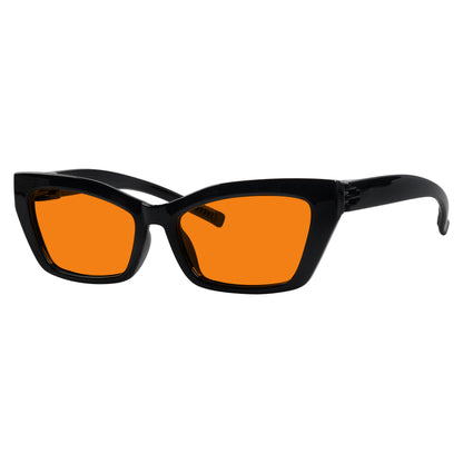 100 % blå blockerande glasögon Orange lins Cat-eye metalllös skruvlös R2516-B98