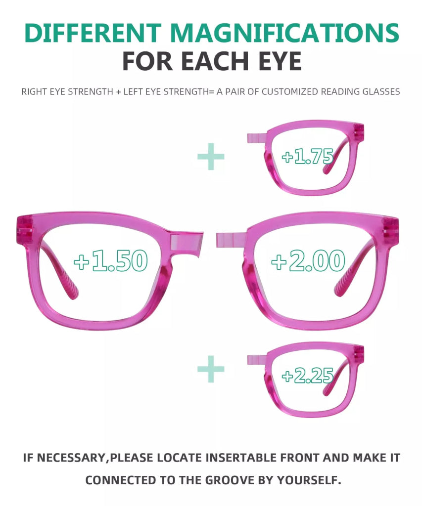 (Must Buy Both Eye) Metalless Screwless Reading Glasses with Different Strength PR033 (Purple)eyekeeper.com