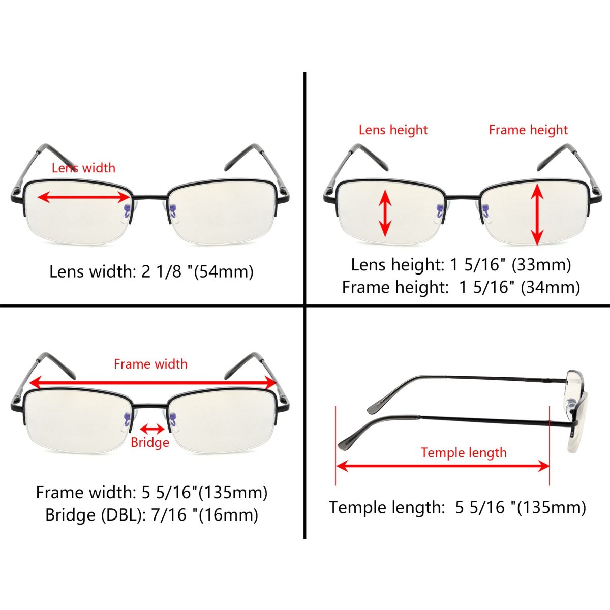 Rectangle Chic Blue Light Filter Reading Glasses 1 - CG15015eyekeeper.com