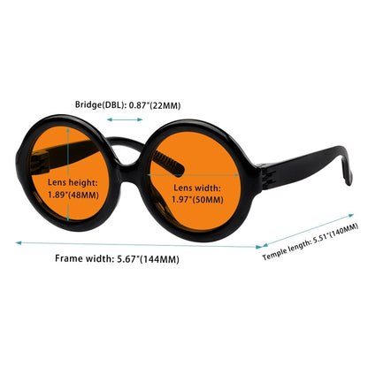 Round 100% Blue Light Blocking Orange Glasses Metalless Screwless R2313 - B98eyekeeper.com