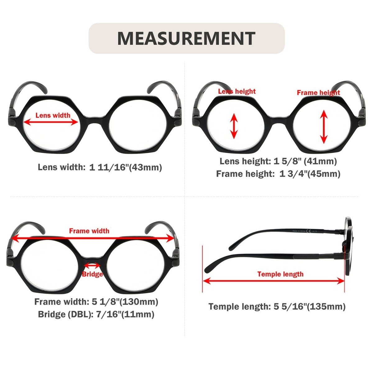 Small Vintage Polygon Reading Glasses Classic Geometric Readers R2009eyekeeper.com