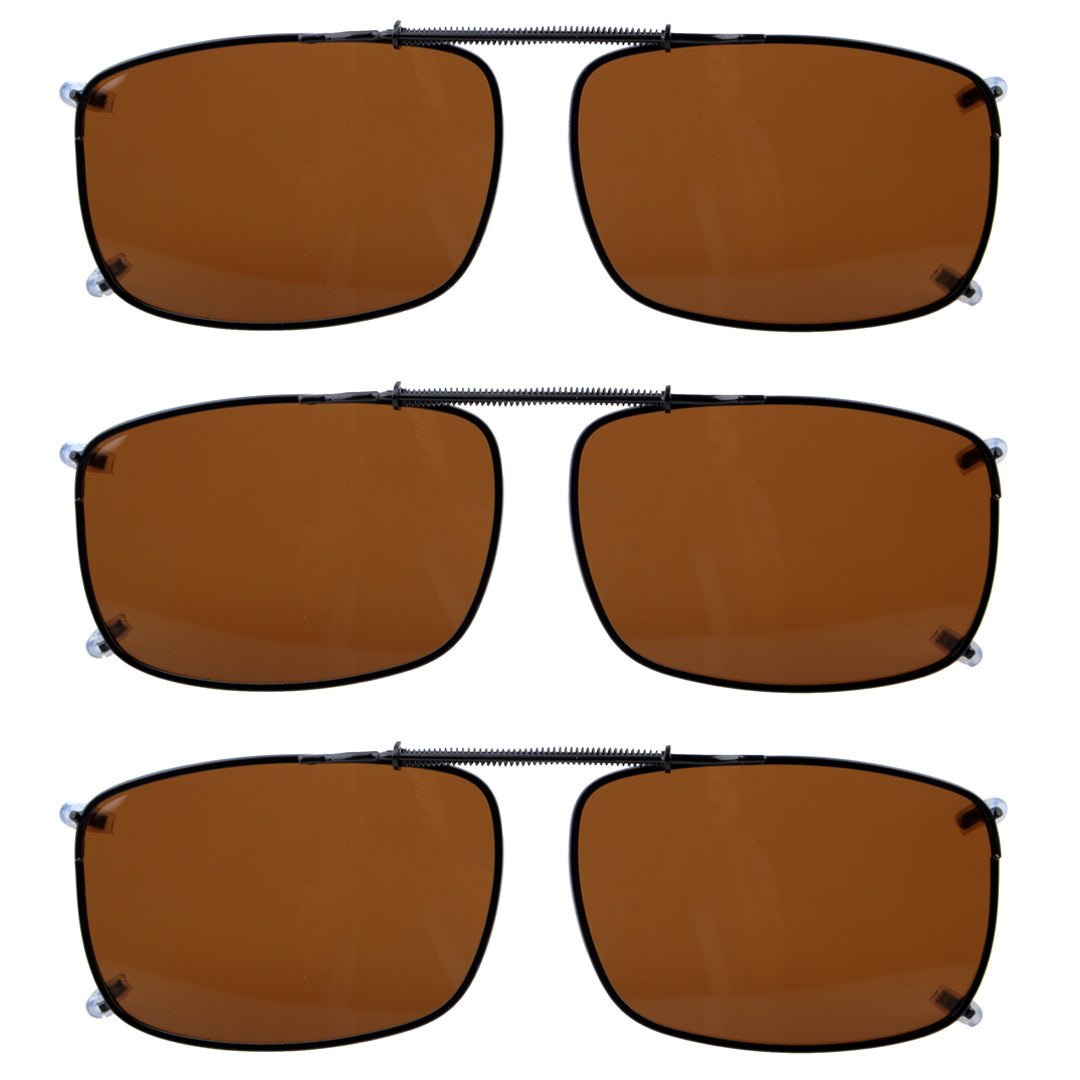 3 Pack Wide Lens Clip on Polarized Sunglasses C60(58MMx38MM)eyekeeper.com