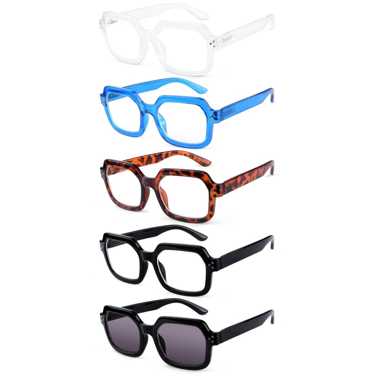 5 Pack Chic Large Frame Square Reading Glasses R2130