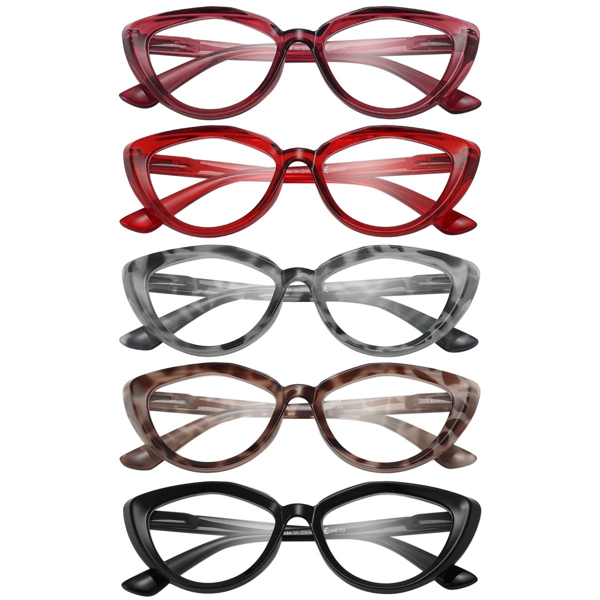 5 Pack Ladies Cat-eye Stylish Reading Glasses Women R2137eyekeeper.com