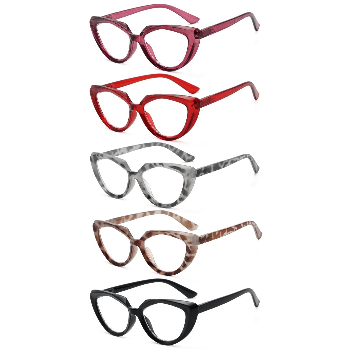 5 Pack Ladies Cat-eye Stylish Reading Glasses Women R2137eyekeeper.com