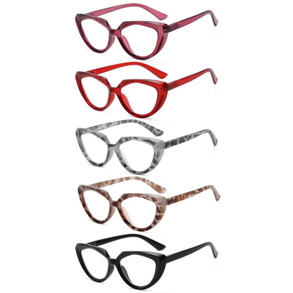 5 Pack Ladies Cat-eye Stylish Reading Glasses Women R2137eyekeeper.com