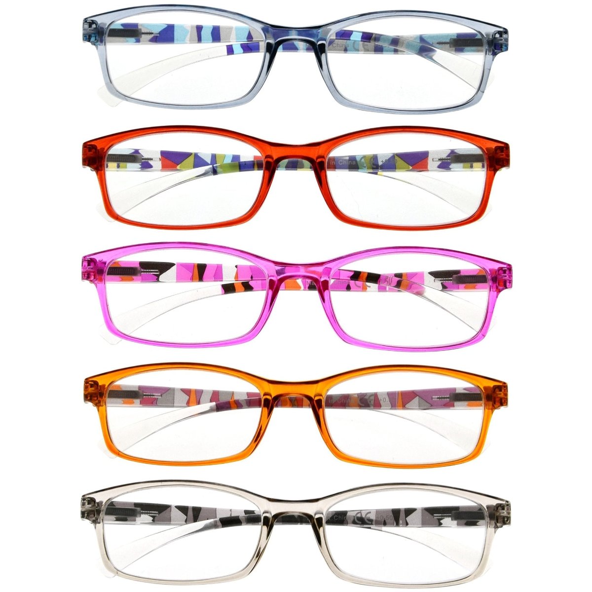 5 Pack Stylish Pattern Design Reading Glasses Women R177N